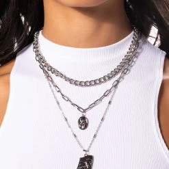 PUT YOUR LOVE ON ME NECKLACE SET -handbag shop put your love on me layered necklace silver 1 1