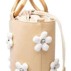 REGAL FLORAL DETAIL BUCKET BAG -handbag shop regal floral detail bucket bag tan 5 5 c1