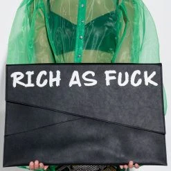 RICH AS FUCK SUPERSIZED CLUTCH -handbag shop rich as fck supersized clutch black 1 1
