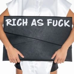 handbag shop -handbag shop rich as fuck supersized clutch black 2 2