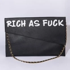 RICH AS FUCK SUPERSIZED CLUTCH -handbag shop rich as fuck supersized clutch black 2 2 c1