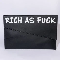 RICH AS FUCK SUPERSIZED CLUTCH -handbag shop rich as fuck supersized clutch black 3 3