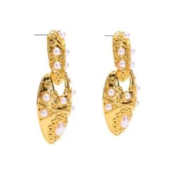 RODIN PEARL EMBELLISHED DROP EARRINGS -handbag shop rodin pearl embellished drop earrings gold 3 3