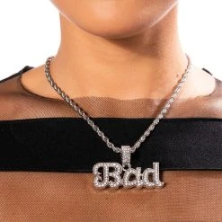 SHE'S A BADDIE ICY STATEMENT PENDANT NECKLACE -handbag shop shes a baddie icy statement pendant necklace silver 1 1