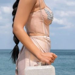 SHINE ON ME DIAMOND CLUTCH -handbag shop shine on me diamond clutch silver 1 1