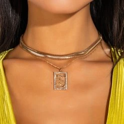 SNAKE CHARMED PENDANT NECKLACE -handbag shop snake charmed pendant necklace gold 1 1