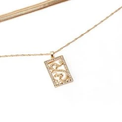 SNAKE CHARMED PENDANT NECKLACE -handbag shop snake charmed pendant necklace gold 3 3