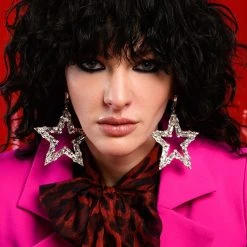 STAR POWER BLING EARRING -handbag shop star power bling earring silver 1 1