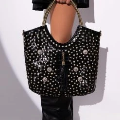 STARRY EYED EMBELLISHED CROC PURSE -handbag shop starry eyed embellished croc purse black gold 1 1 c1