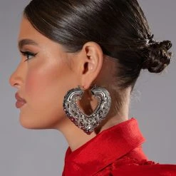 TAKE IT FROM ME HEART HOOPS -handbag shop take it from me heart hoops silver 1 1