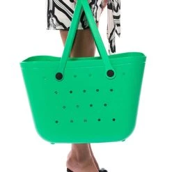 TALK ABOUT ME PERFORATED TOTE -handbag shop talk about me perforated tote green 1 1