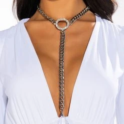 THAT GLOW STATEMENT LARIAT NECKLACE -handbag shop that glow statement lariat necklace silver 1 1