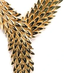 THINK TWICE FEATHER STATEMENT NECKLACE -handbag shop think twice embellished necklace gold 3 3