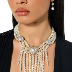 TOP NOTCH B LAYERED PEARL NECKLACE AND EARRING SET -handbag shop top notch b layered pearl necklace multi 2 2 c1