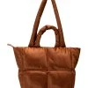 TOVA NYLON TOTE BAG IN BROWN PUFFER -handbag shop tova nylon tote bag in brown puffer brown 2 2