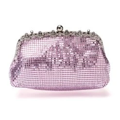 WALK IT OUT HIGH SHINE EMBELLISHED CHAINMAIL CLUTCH