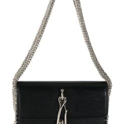 WANG LA ULTRA CHAIN BAGUETTE PURSE -handbag shop wang la ultra chain baguette purse black 3 3