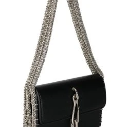 WANG LA ULTRA CHAIN BAGUETTE PURSE -handbag shop wang la ultra chain baguette purse black 4 4