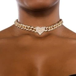 WANNA BE LIKE YOU RHINESTONE CHAIN NECKLACE -handbag shop wanna be like you rhinestone chain necklace gold 1 1