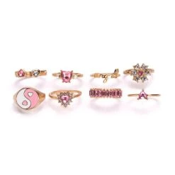 WHOLE LOTTA LOVIN RHINESTONE RING SET -handbag shop whole lotta lovin rhinestone ring set gold multi 2 2