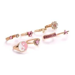 WHOLE LOTTA LOVIN RHINESTONE RING SET -handbag shop whole lotta lovin rhinestone ring set gold multi 3 3