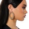 WORK OF ART EMBELLISHED HOOP EARRINGS -handbag shop work of art embellished hoop earrings gold 1 1